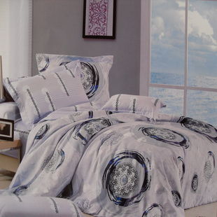 精致睡眠新體驗(yàn) AB版緞格絲光棉小提花印花四件套，家居日用品批發(fā)優(yōu)選